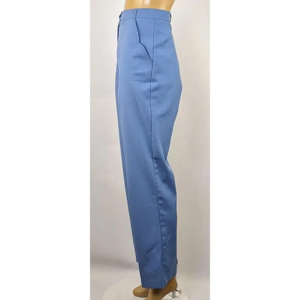 Alpaq powder blue 70s pants vintage high‎ waist trousers flare leg - Picture 3 of 9